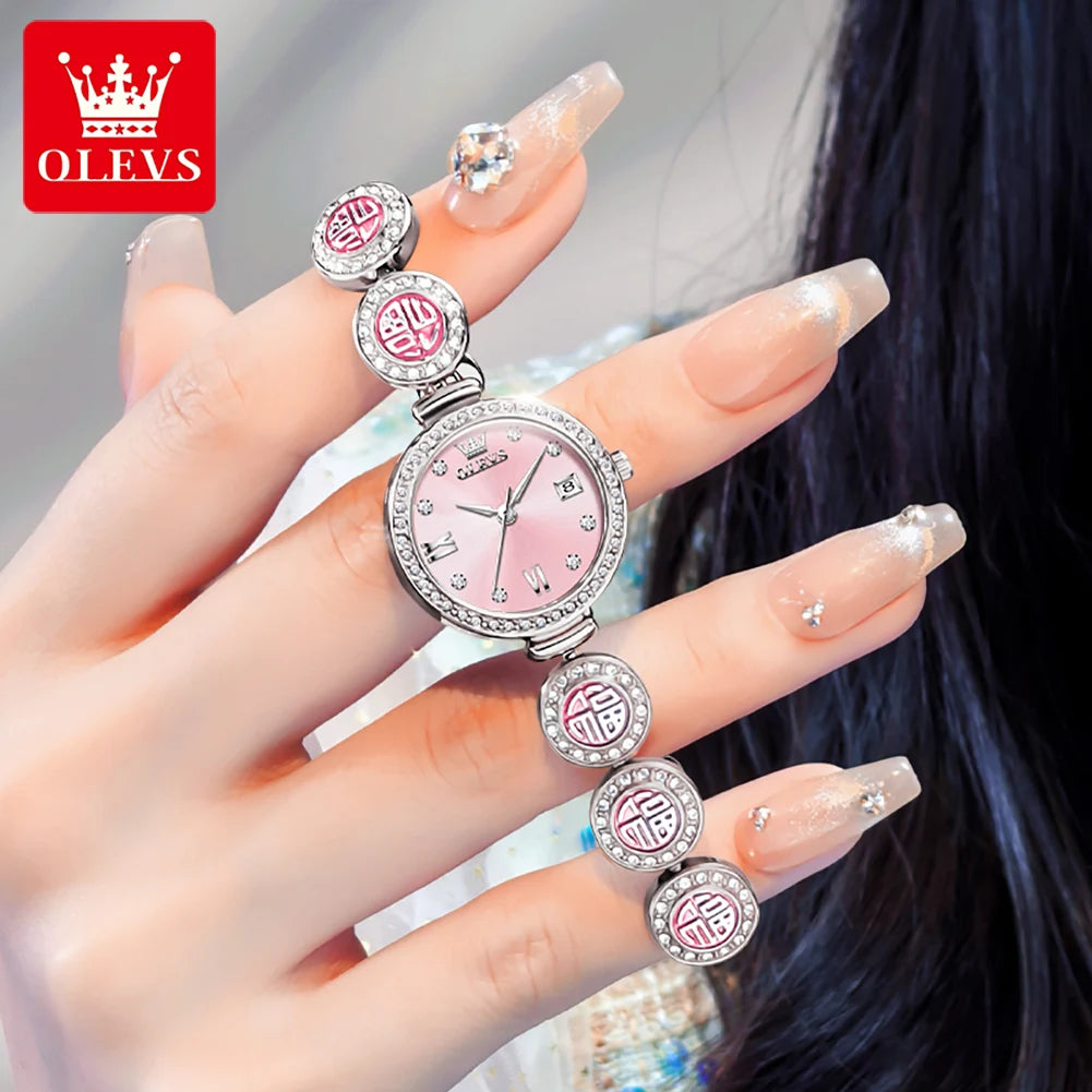 OLEVS Luxury Quartz Watch for Women Elegant Stainless Steel Womens Watches Gifts Waterproof Fashion Bracelet Simple Ladies Watch