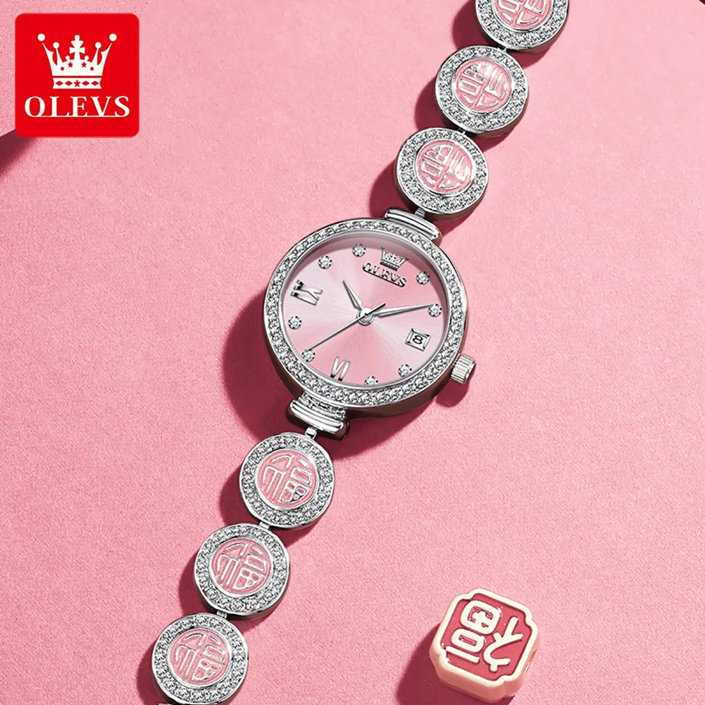 OLEVS Luxury Quartz Watch for Women Elegant Stainless Steel Womens Watches Gifts Waterproof Fashion Bracelet Simple Ladies Watch