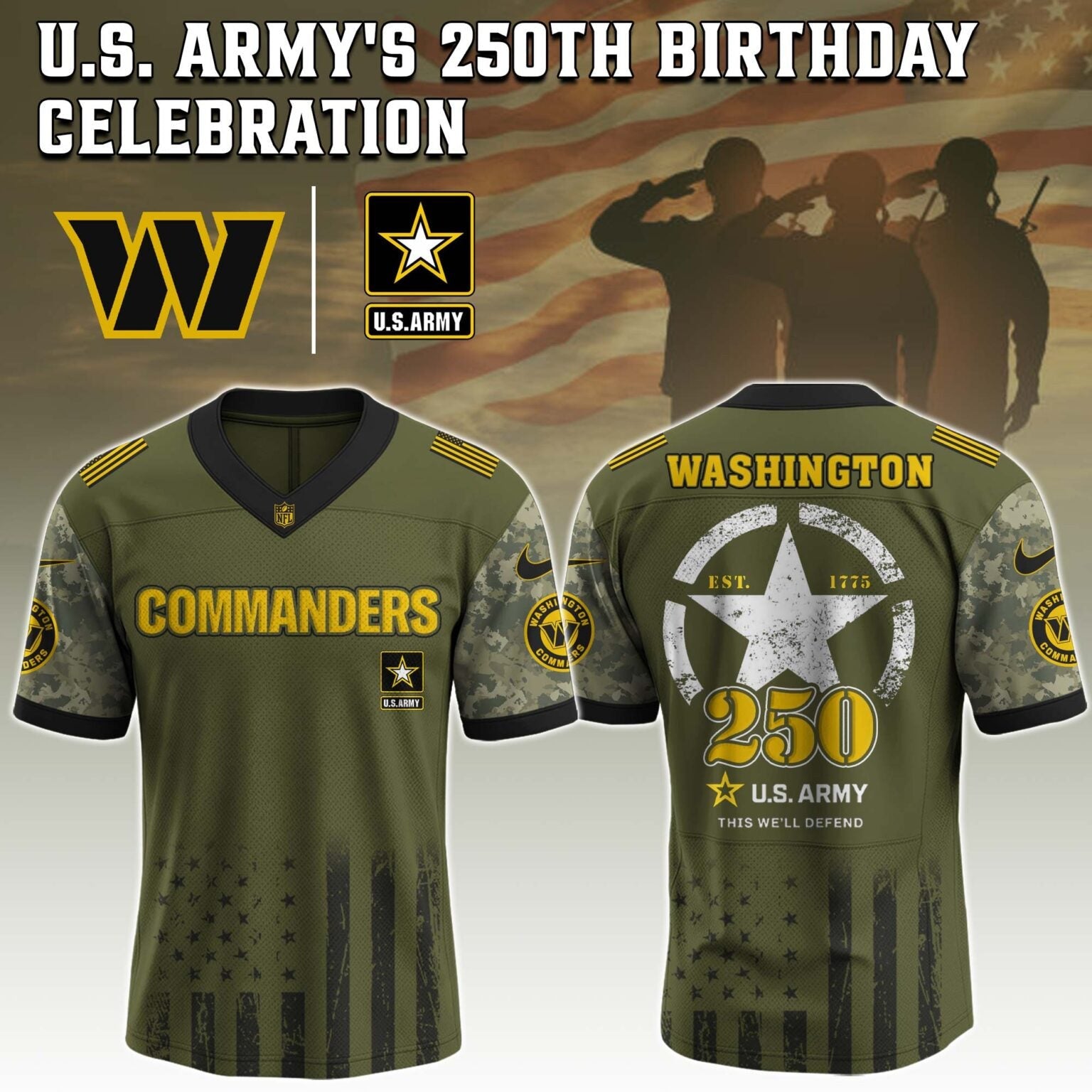 Washington Commanders NFL x U.S. ARMY'S 250TH Birthday Special Edition Jersey